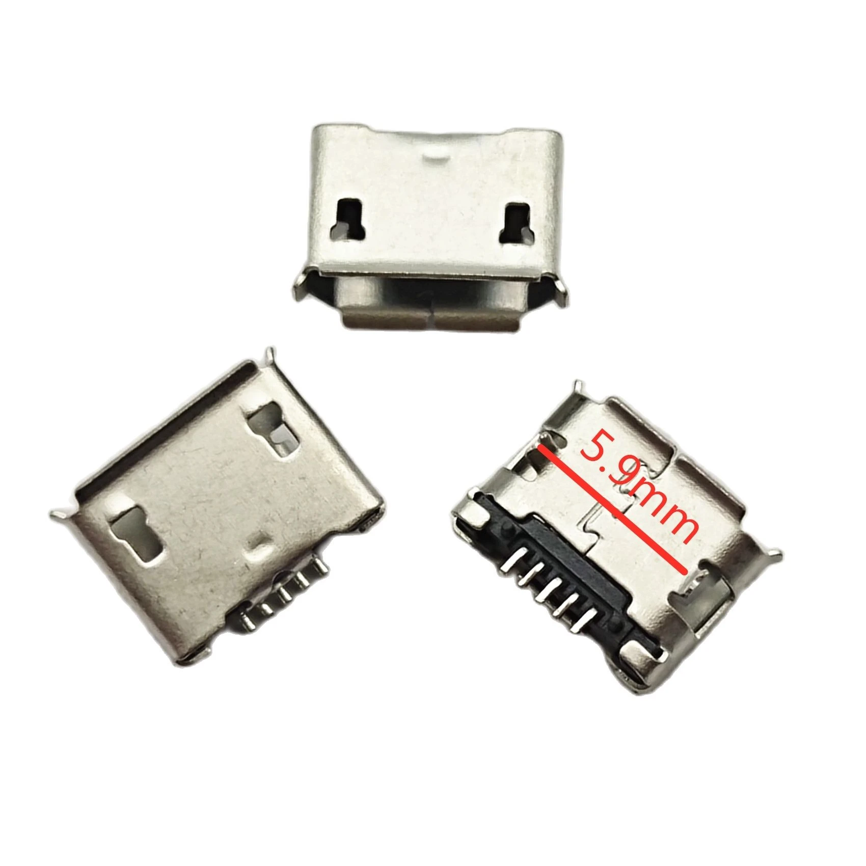100Pcs/Lot Micro USB 5P 5-pin DIP2 Long Micro USB Jack 5Pins Micro USB Connector Tail Charging Socket For Phone DIY Accessories
