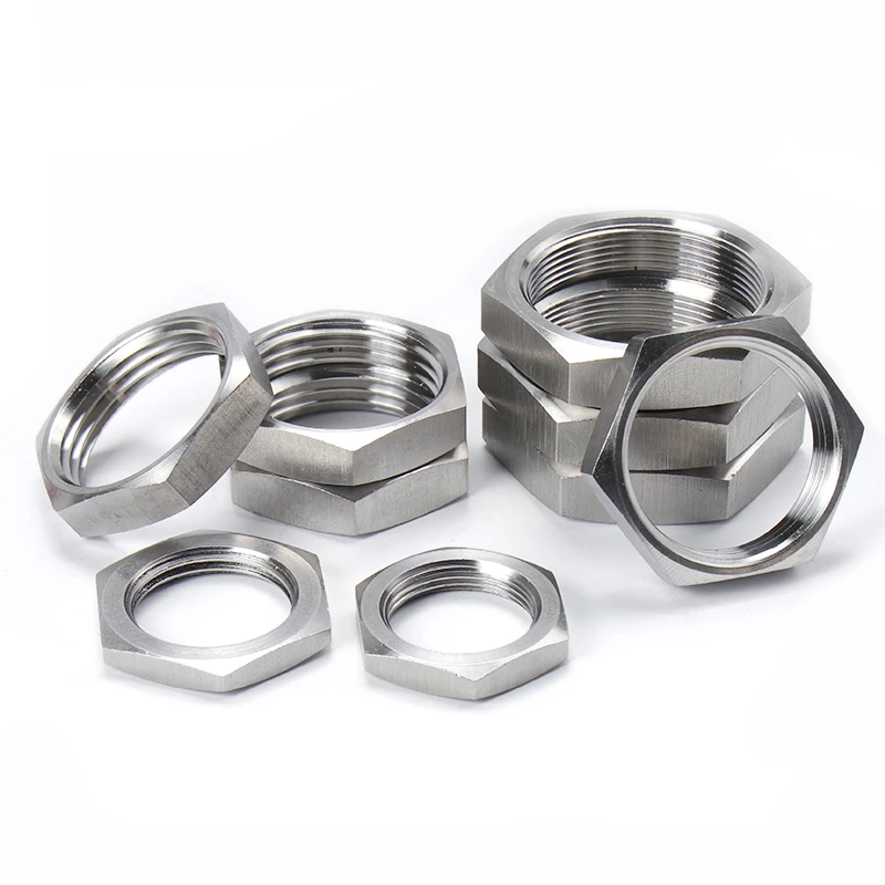 5pcs M8 M10 M12 M14 M16 M18 M20 M22 M24 M25 M27 M30 Pitch 1 1.5mm Metric Female 304 Stainless Steel Hex Lock Nut Pipe Fitting