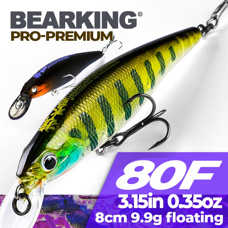 BEARKING new arrival 80mm 10g minnow jerking bait for fishing bass pike Wobblers Carp Fishing Lures Artificial Baits tackles