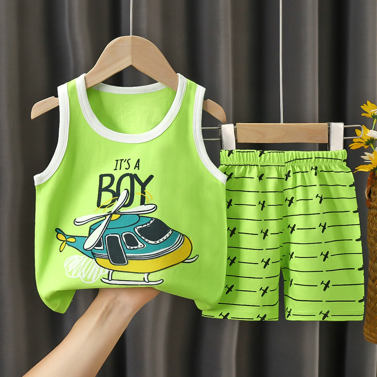 Summer Children's Vest Set Pure Cotton Baby Sleeveless Vest 2-piece Clothes Boy's Clothing Set Baby Toddler Clothing For Boy