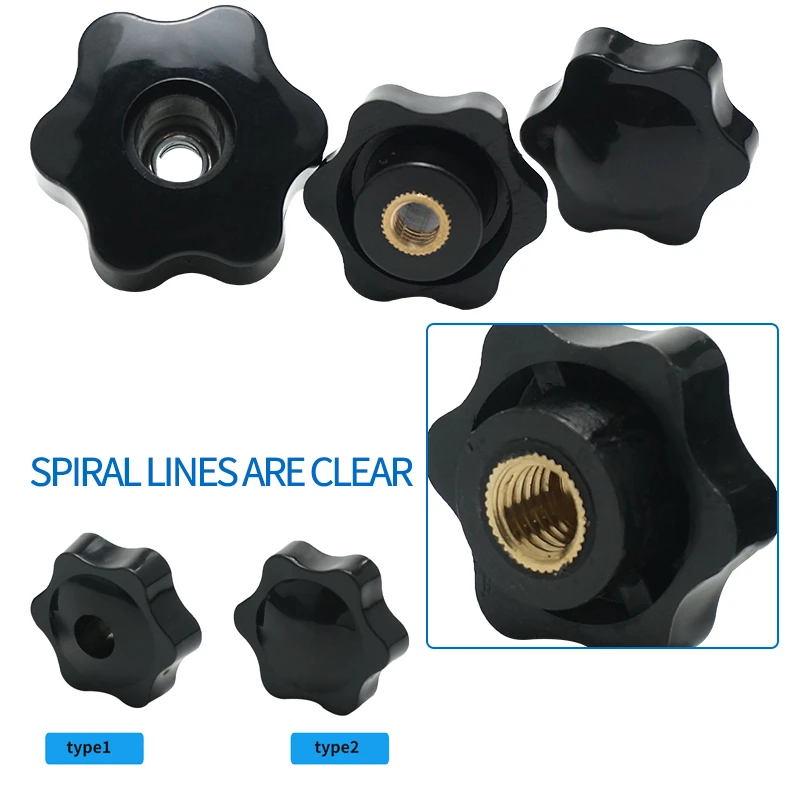 10/5 PCS M5 M6 M8 M10 Plum Hand Tighten Nuts Handle Thread Star Mechanical Black Thumb Nuts Clamping Knob Manual Nuts