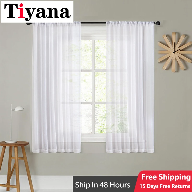 Tiyana short curtain white For Living Room Kitchen Sheer Curtains Door Wedding Party Background Decor Window Drapes P276X