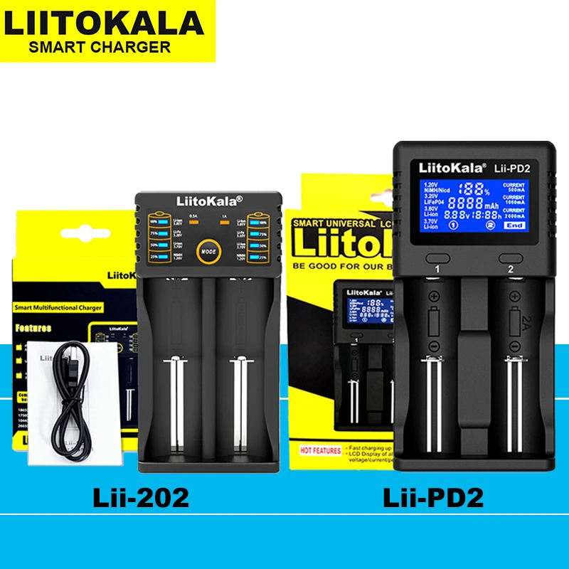 Liitokala Lii-202 100B Battery Charger, Charging 18650 1.2V 3.7V 3.2V AA / AAA 26650 10440 16340 25500 NiMH Lithium Battery