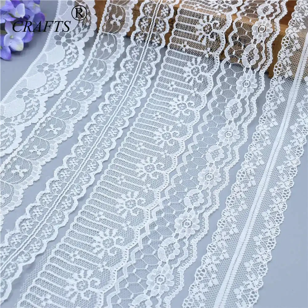 Global Hot Sale 10 yards beautiful white lace ribbon European lace fabric lace sew embroidery dress accessories