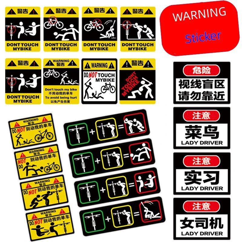 1Set Bicycle Warning Sticker DONT TOUCH MY BIKE Reflective Paste MTB Frame Sticker Waterproof Decorative Cycling Accessories