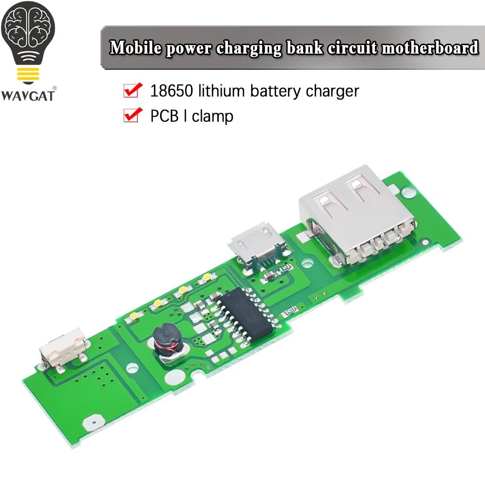 WAVGAT 5V 1A Power Bank Charger Module Charging Circuit Board Step Up Boost Power Module For Xiaomi Mobile Power Bank DIY