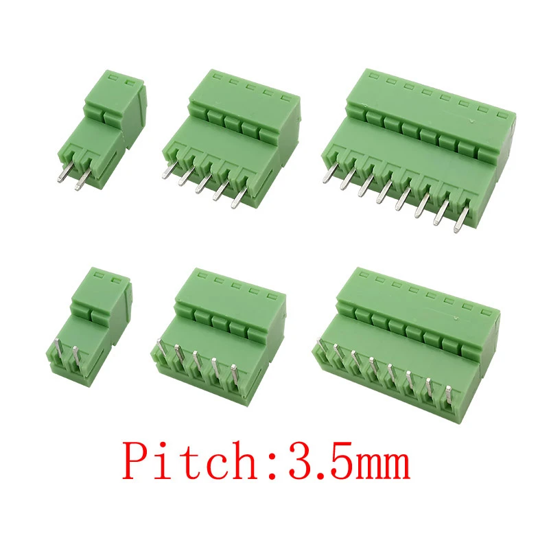 5Pairs 15EDG 3.5 mm KF2EDG 3.5mm PCB Screw Terminal Block Connector Right Angle/ Straight Needle Plug Pin Header Socket 2-12 Pin