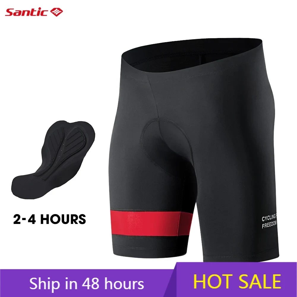 Santic Men Cycling Shorts Summer Cycle Shorts Coolmax 4D Pad Shockproof  MTB Tight-fitting Reflective Black Shorts