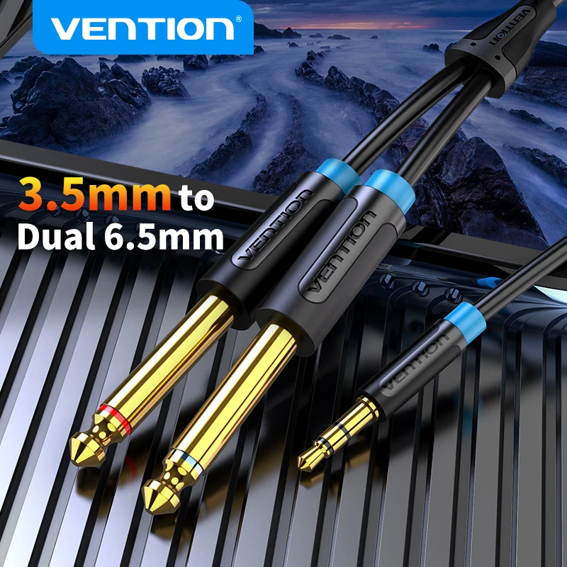 Vention 3.5mm to Dual 6.5mm Adapter Jack Audio Cable Double 6.35mm Male 1/4