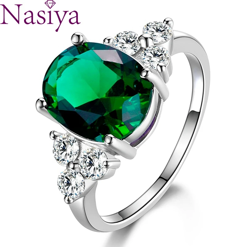 Women's Rings 925 Sterling Silver Jewelry Ring With Oval Cut AAAAA Royal Blue Red Emerald Green Olive Zircon Ring Wedding Gifts