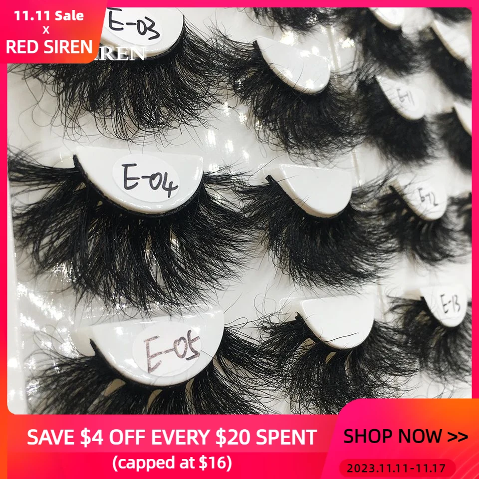 RED SIREN 1 Pair 25 mm Mink Eyelashes Fluffy Lashes Dramatic Messy Long False Eyelashes Makeup Wholesale 25mm 3d Mink Lashes