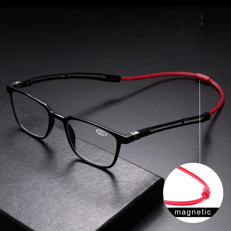 Tr90 Readers Reading Glasses Men Magnet Portable Diopter Hanging Neck 1.0 1.5 2.0 2.5 3.0 3.5
