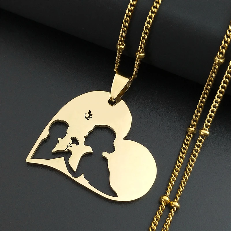 Baby Mom Stainless Steel Necklace Women Gold Color Statement Necklaces Mother's Day Gift Jewelry kettingen voor vrouwen N913S01