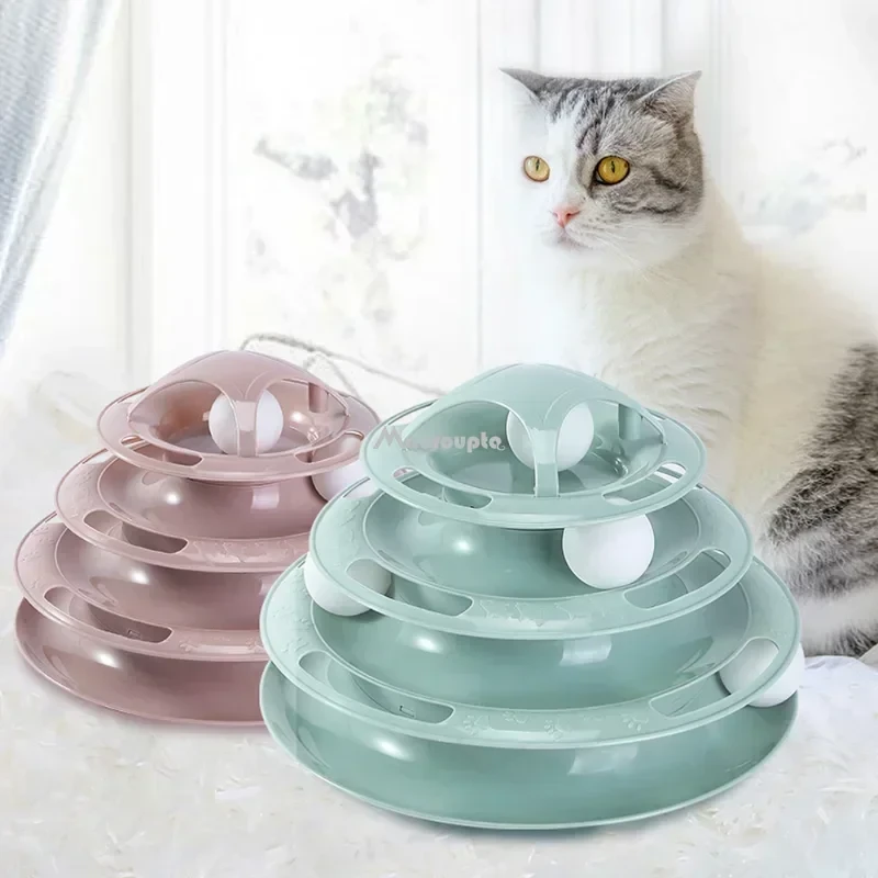 3/4 Levels Cat Toy Tower Tracks Cat Toys Interactive Cat Intelligence Training Amusement Plate Cat Tower Pet Products Cat Tunnel