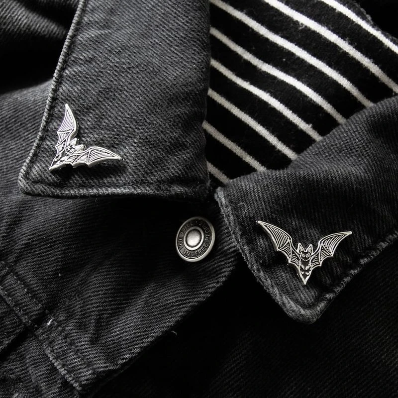 Bat Enamel Pin Alternative Goth Fashion Witchy Style Halloween Gift Spooky Lapel Jewelry Accessory One Set