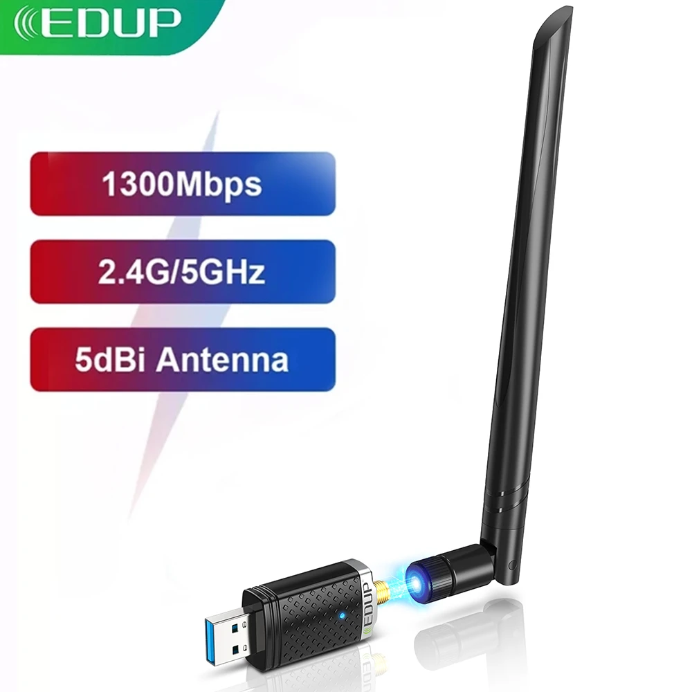 EDUP 1300Mbps USB WIFI Adapter Dual Band 5G/2.4Ghz RTL8812BU USB 3.0 AC Wi-Fi Dongle Network Card for PC Laptop Accessories