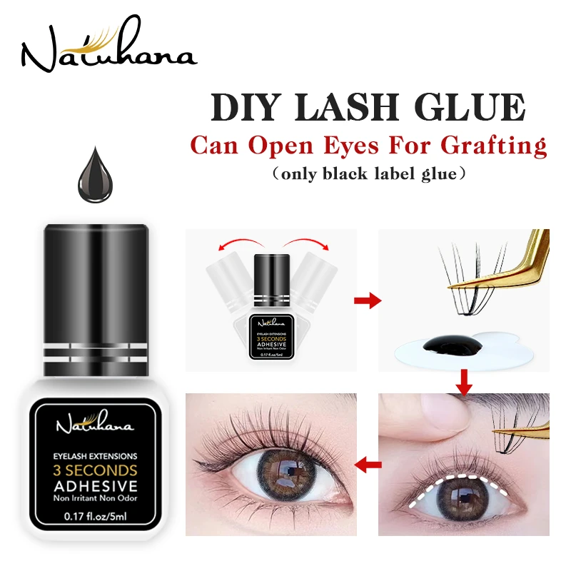 NATUHAHA 5ML Eyelash Glue Wholesale 0.5S Fast Dry Clear Lash Glue Storage False Eyelash Extensions Adhesive for Makeup Tools