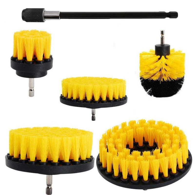 2/3.5/4/5'' Electric Scrubber Brush Drill Extension Rod All Purpose Cleaner Car Detailing Brush Tool Rim Brush Set Car Cleaning