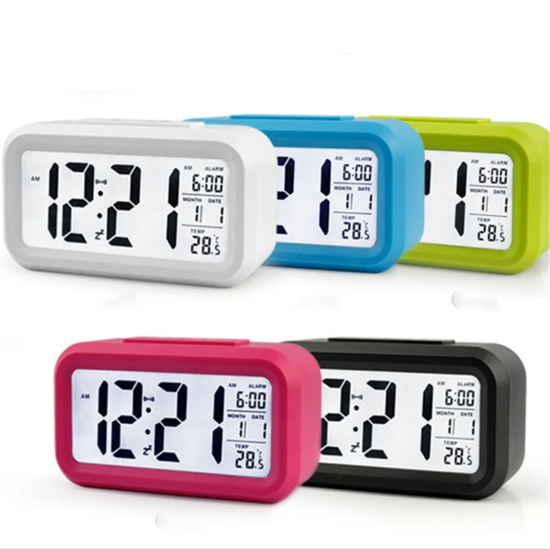 Time and Temperature Digital Table Snooze Alarm Clock Children Wake Up Kids Alarm Clock Night Light for Children Desk Clock