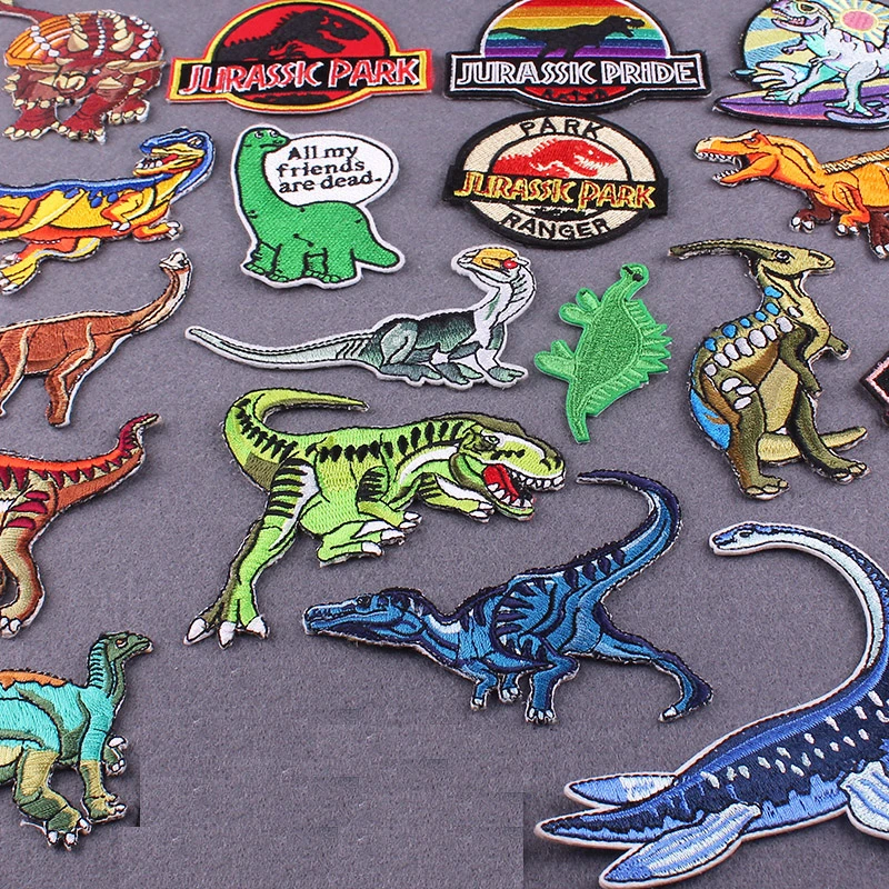 Jurassic Park Patches For Clothing Dinosaur Stripes For Clothes Stickers Embroidered Iron on Patches on Clothes Appliques Badges