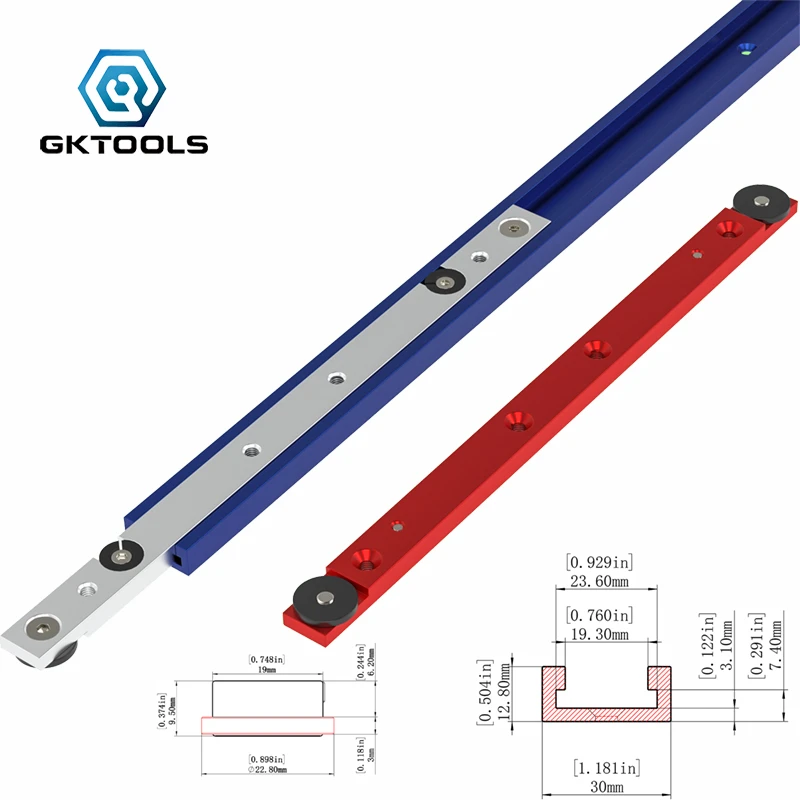 Aluminum alloy T-tracks T- Slot Miter Track Miter Bar Slider DIY Table Saw Miter Gauge Rod Woodworking Tools Type 30 Blue