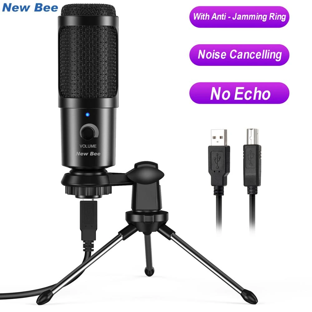 New Bee Condenser Microphone for PC Professional USB Microphone for Computer Laptop Gaming Streaming Recording Studio YouTube