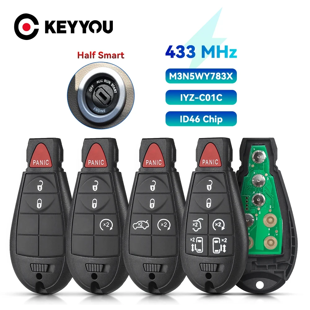 KEYYOU 2/3/4/5/6/7 Buttons Smart Remote Key Fob 433Mhz For Dodge Grand Caravan Journey 2008 2009 2010 2011 2012 2013 M3N5WY783X