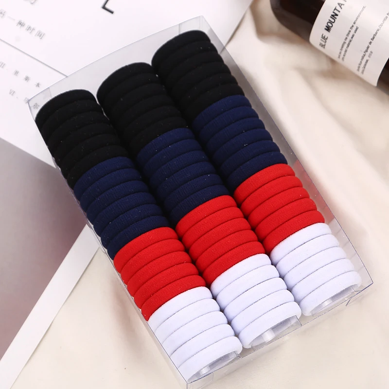 66pcs/lot Fashion Girls Children Solid Colors Plain Nylon Elastic Hair Bands Black White Candy Colors Rubber Bands Headwear