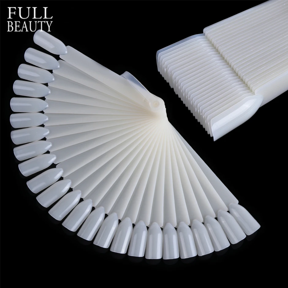 24pcs Natural Clear False Nails Display Fan Practise Card UV Acrylic Polish Fake Nail Tips Nail Design Manicure Tools CHNAO012