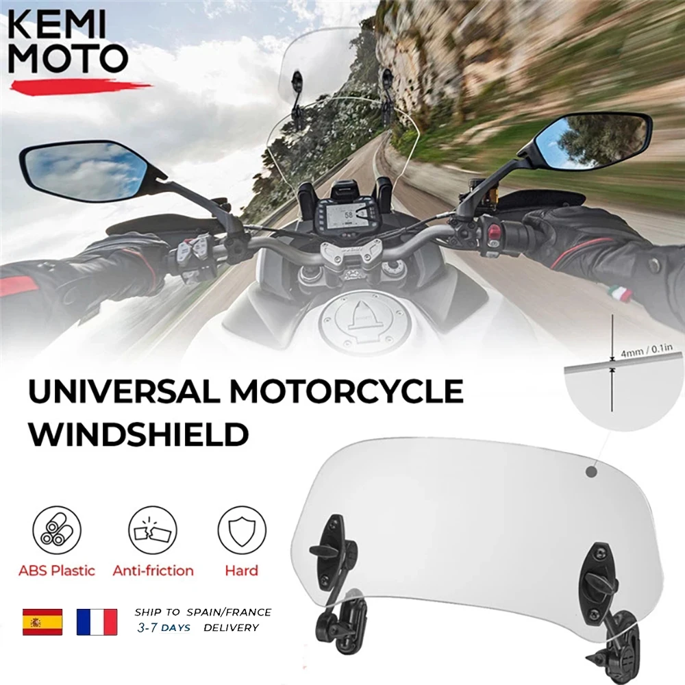 Motorcycle Universal windshield Clamp-On Variable Windscreen Spoiler Extension For R 1200GS F800GS For Tmax For BMW For Yamaha