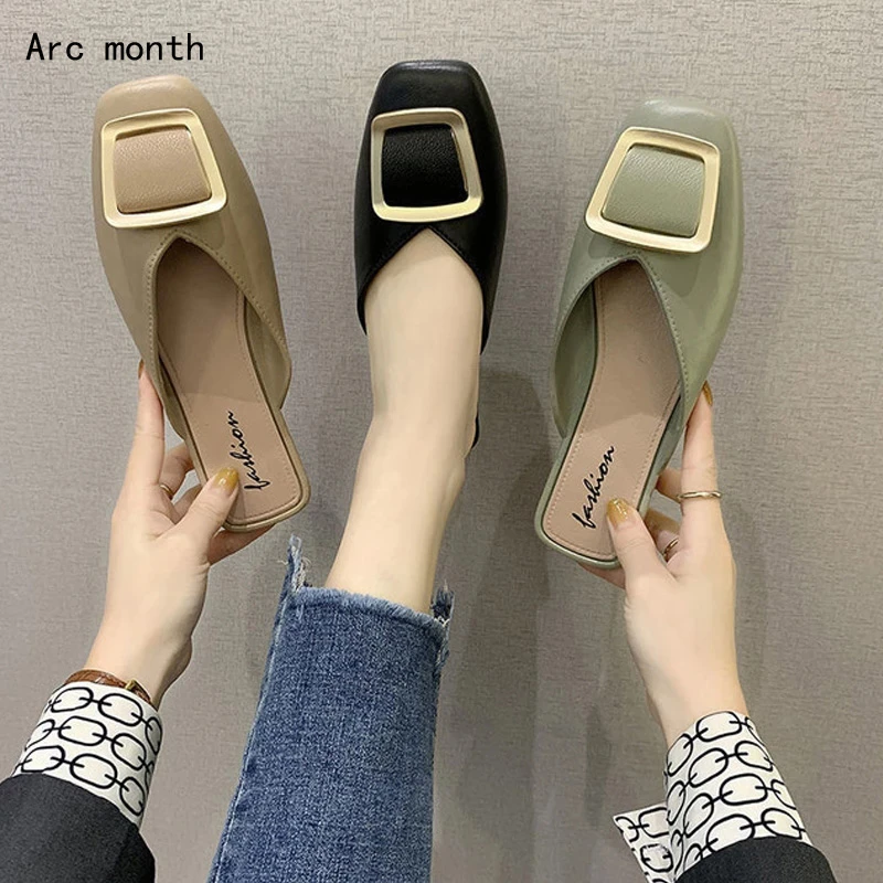 2021 New Slippers Women Summer New Fashion Square Head Flat Sandals Women's Shoes Cool Slippers Flip-flops Outdoor