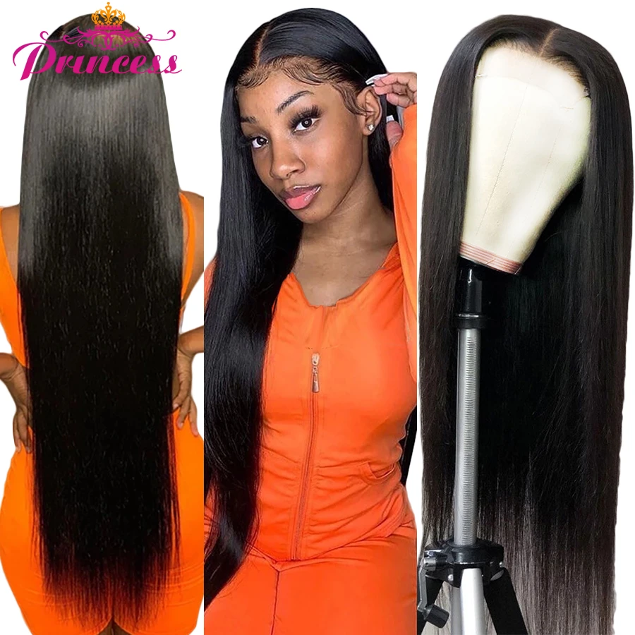 Princess 13x4/13x6 Lace Front Human Hair Wigs PrePlucked 4x4 Closure Wig 8-34 Inch Brazilian Straight Lace Frontal Wig 180% Remy