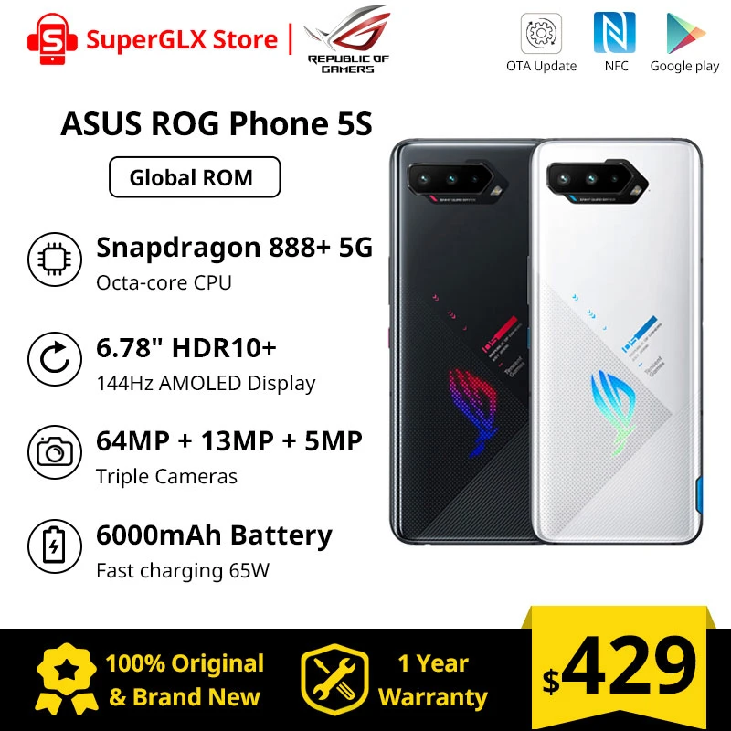 Global Rom Asus ROG Phone 5 Pro ROG5 5G Gaming Phone 144Hz Display Snapdragon 888 6000mAh Fast charging 65W ROG 5 Smartphone