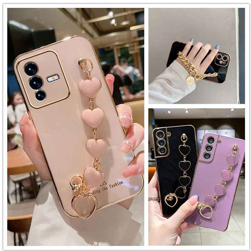 For Huawei Y7A Y9A Y8P Y8S Y7P Y6P Y5P Y6S Y9S 3D Wrist Chain Shockproof phone case For Huawei Y5 Y6 Y7 Y9 2019 Soft Back cover