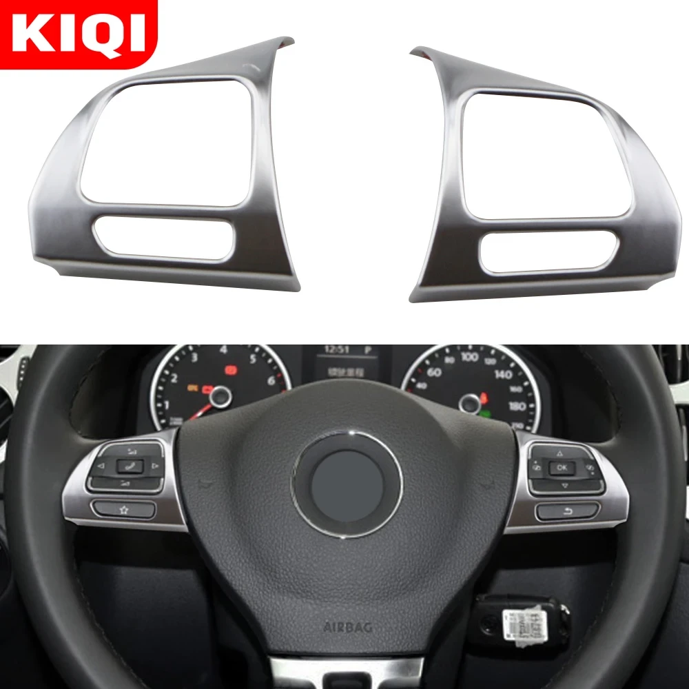 KIQI Chrome Steering Wheel Trim Cover for Volkswagen Vw Golf Mk6 Passat B7 Cc Eos Tiguan Jetta Touran Sharan Caddy Sticker