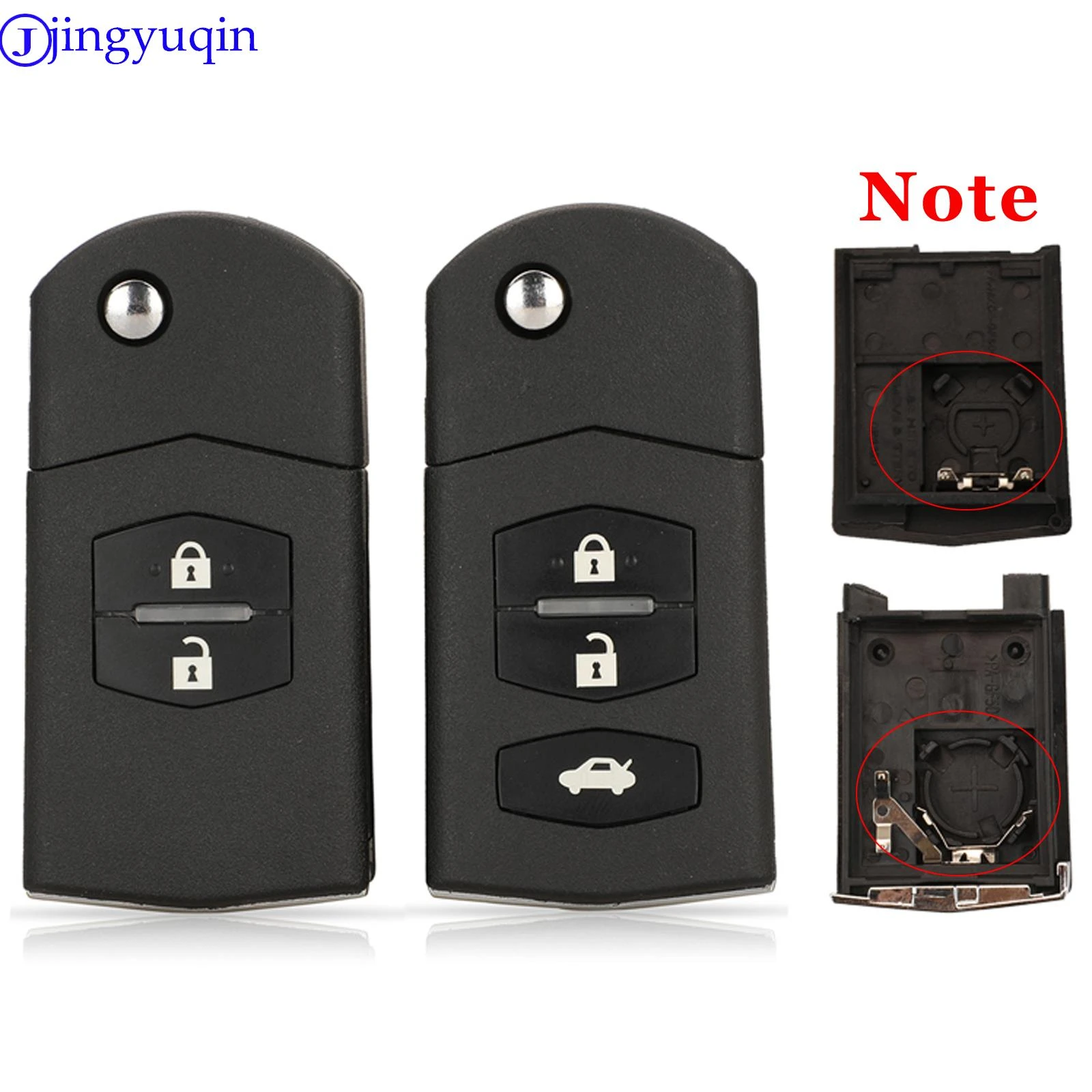 jingyuqin 2/3 Buttons Remote Folding Flip Car Key Fob Shell Cover Case For Mazda 3 5 6 Uncut Blade With Battery Holder