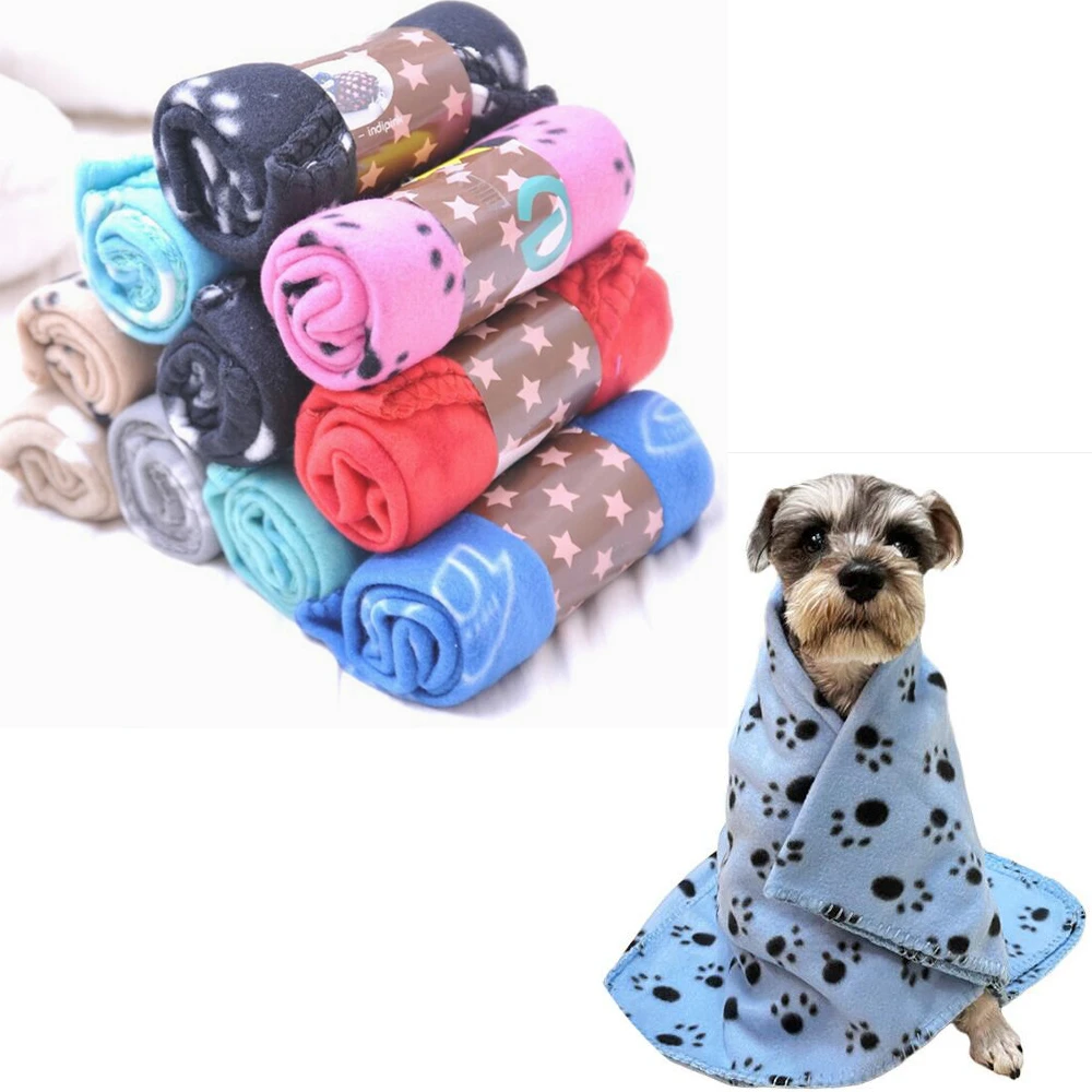 Lovely Pet Dogs Cats Bed Mat Blanket Soft Winter Warm Fleece Paw Print Design Pet Puppy Bed Sofa Pet Product Cushion Cover Towel