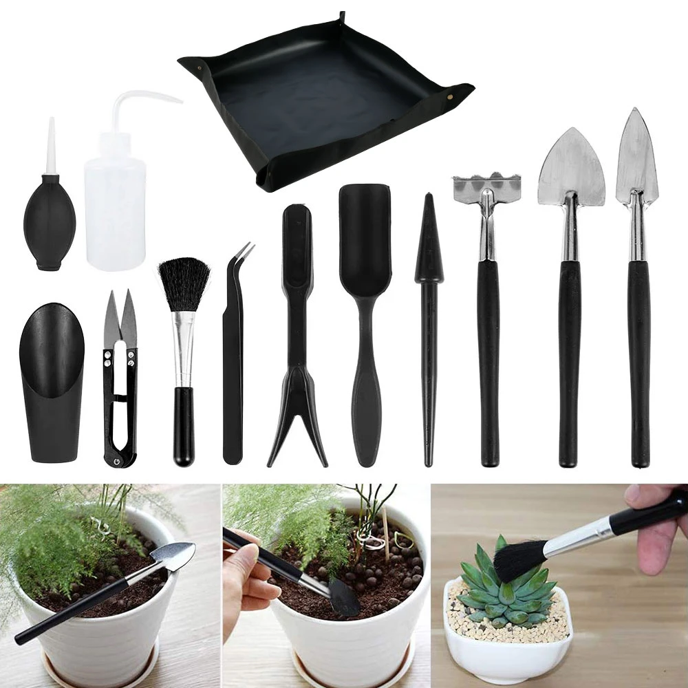 12/13pcs Garden Planter Kit Succulent Plants Tools Mini Garden Hand Tools Set Indoor Bonsai Miniature Transplant Seedling Tool