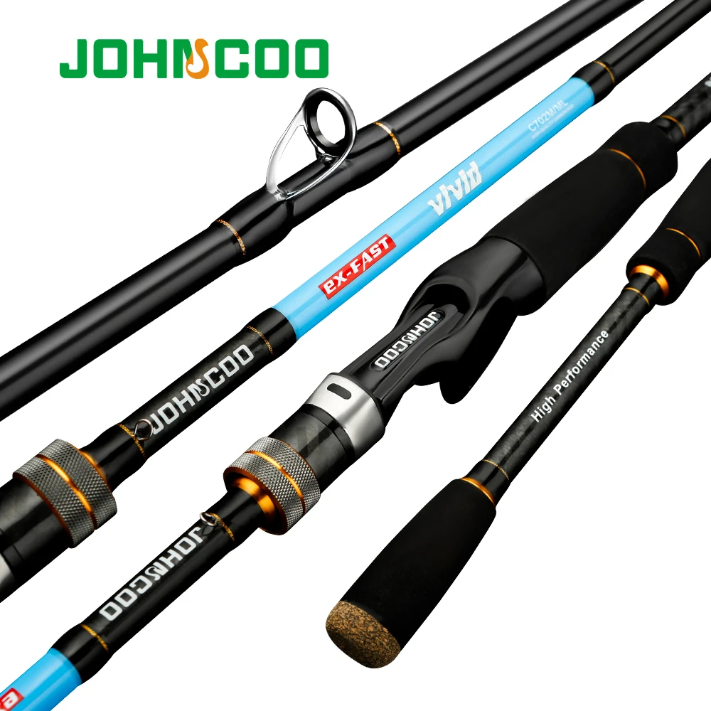 JOHNCOO VIVID 1.92m 2.1m AJING Ultralight Fast Spinning Rod UL/L M/ML 2 Section Trout Rod Carbon Baitcasting Fishing Rod