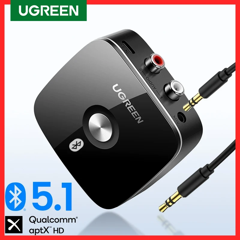 UGREEN Bluetooth RCA Receiver 5.0 aptX LL 3.5mm Jack Aux Wireless Adapter Music for TV Car RCA Bluetooth 5.0 Audio Receiver