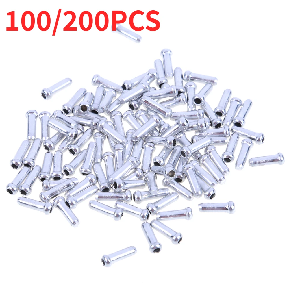 100/200pcs Aluminum Alloy MTB Bike Bicycle Brake Cable Tips Bicycle Brake Shifter Inner Cable Tips Wire End Cap Crimps Sliver