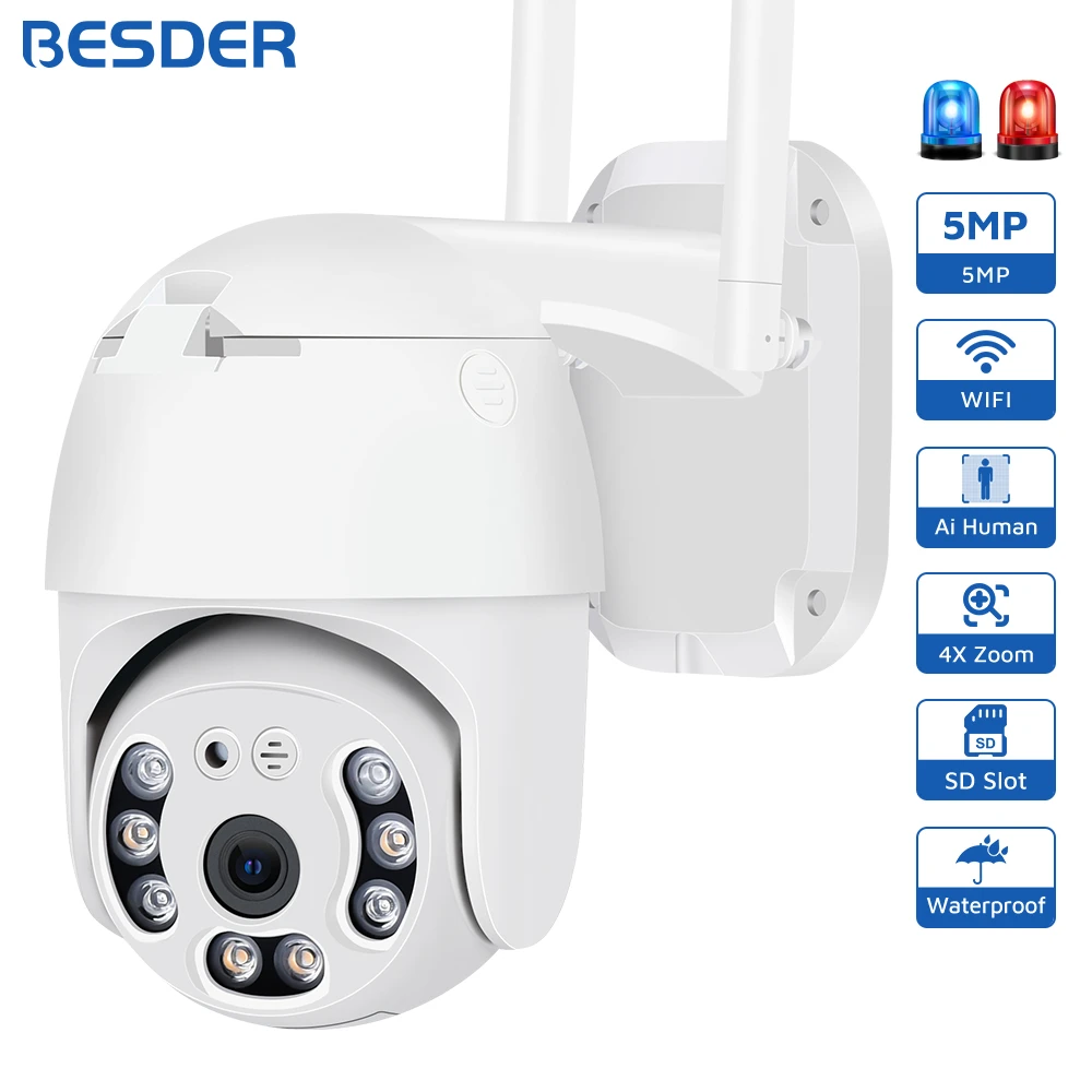 5MP 3MP HD Speed Dome Wifi IP Camera Outdoor Audio IR Night VIsion Wireless Camera AI Human Detection 1080P PTZ Security Camera