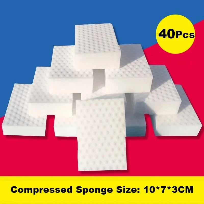 ZhangJi 40 Pcs Melamine Sponge Compressed Magic Erasers Shoes Kitchen Bathroom Multi-function Cleaning Tools Quality Supplier