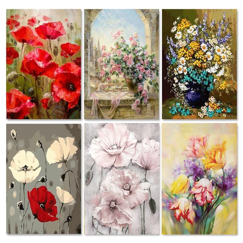 Painting By Numbers For Adults Frame Modern Wall Art Picture DIY  Flowers Picture By Number Gift For Home Decor 60x75