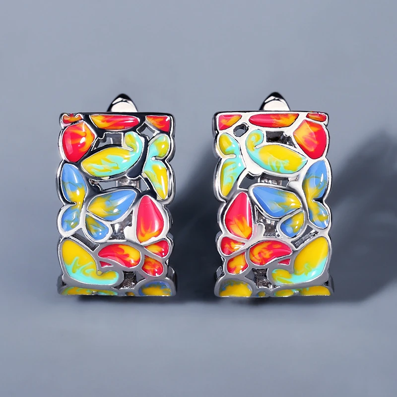 Elegant Temperament Color Butterfly 925 Silver Earrings Exquisite Handmade Enamel Ladies Creative Butterfly Earrings