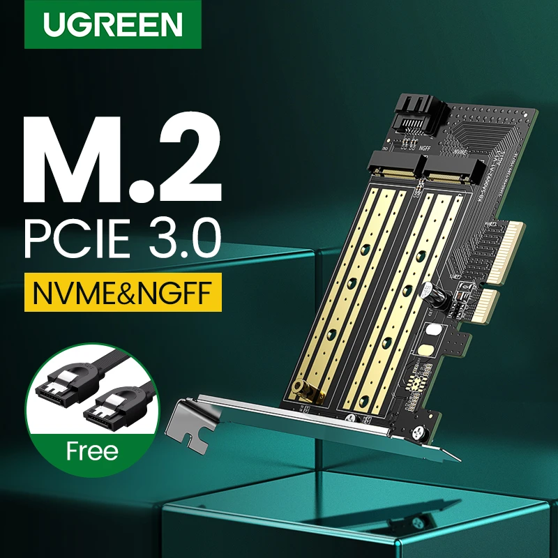 Ugreen PCIE to M2 Adapter NVMe M.2 PCI Express Adapter 32Gbps PCI-E Card x4/8/16 M&B Key SSD Computer Expansion Add On Cards