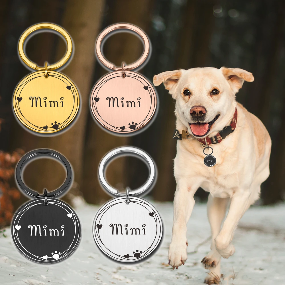 Personalized Dog Cat ID Tag Anti-lost Pet Name Tags Plates Free Engraving Dogs Cats Kitten ID Tag Nameplate Pendant for Pets Dog