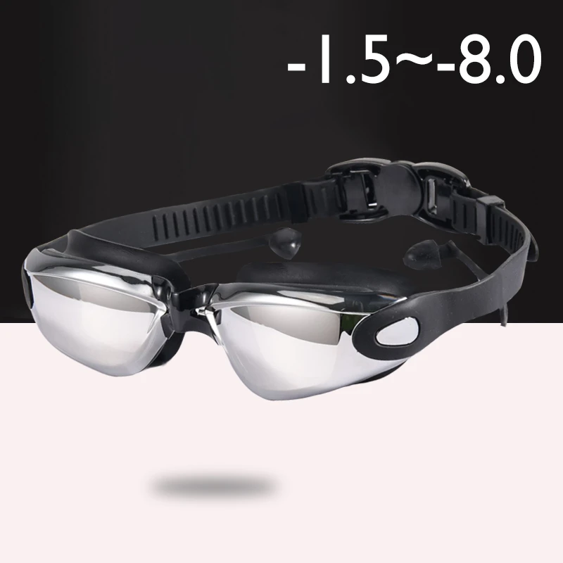 Men Women Silicone Waterproof Plating Clear Anti-fog UV Myopia Swimming Glasses Goggles Diopter Sports Swim Eyewear Without Box