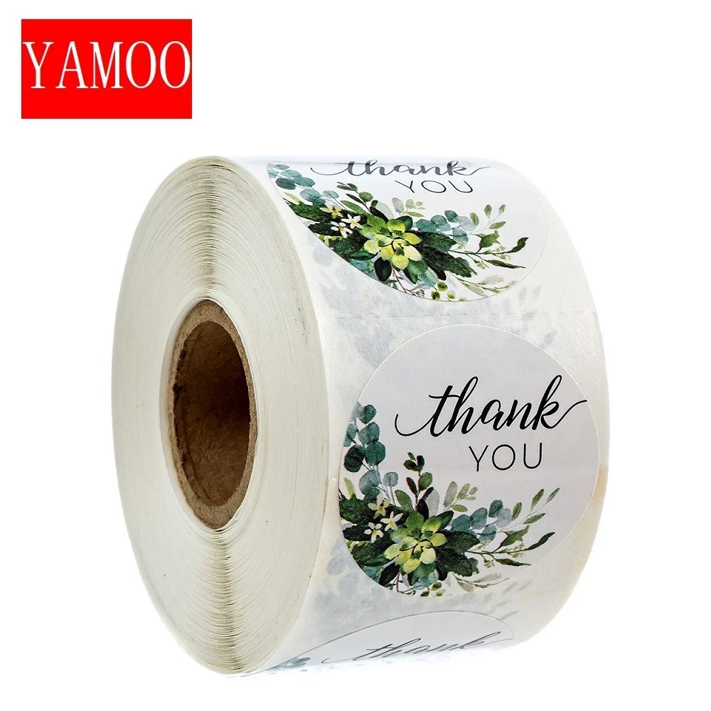 Thank You Stickers Seal Labels Round For Package Personalized Decoration Stationery  Autumn Floral
