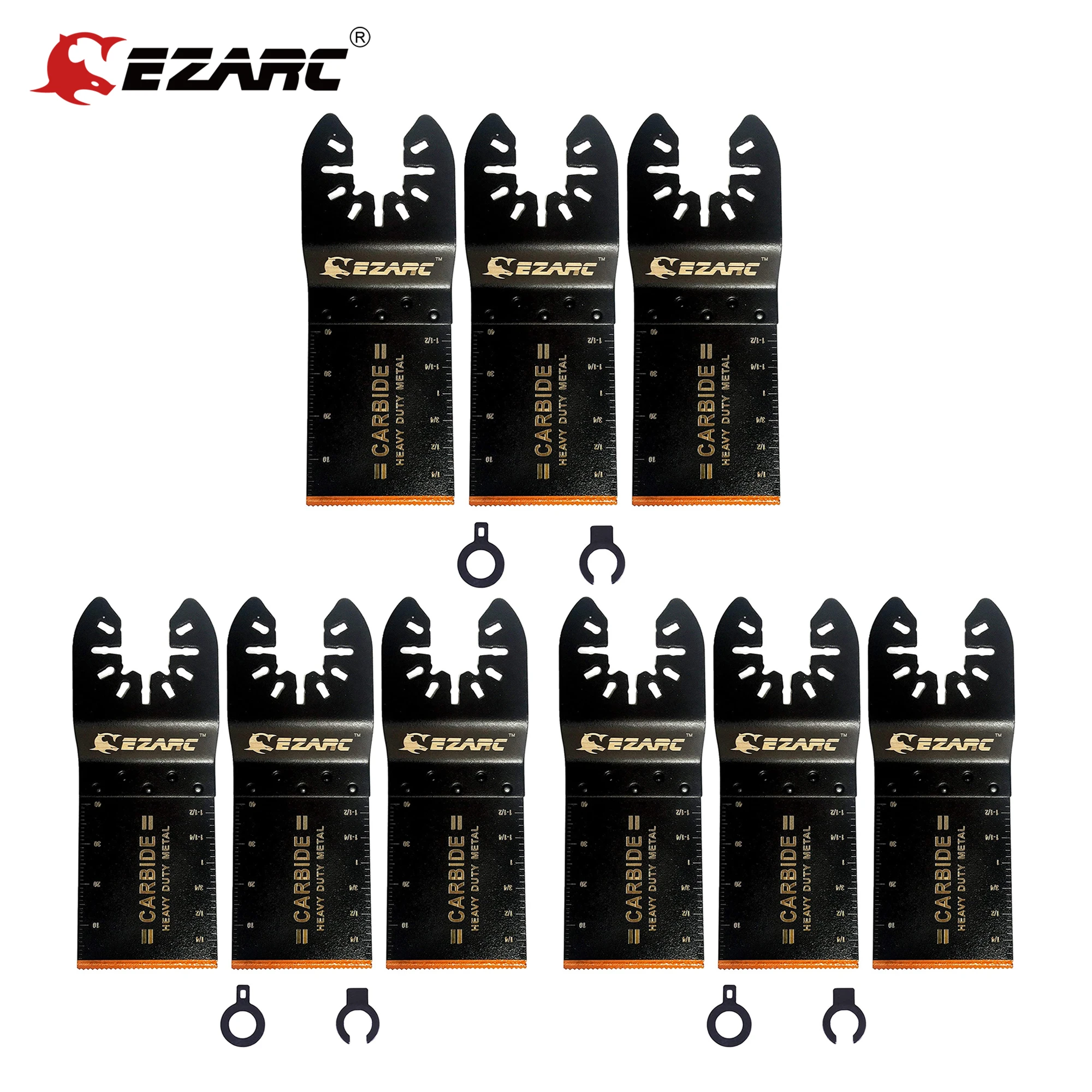 EZARC 3pcs Carbide Tooth Blade Oscillating Saw Blades Multitool Oscillating Tool Accessories for Cutting Metal,Steel Nails,Bolts